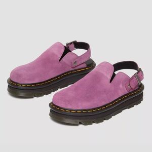 Dr. Martens Purple Suede Slip-On Shoes